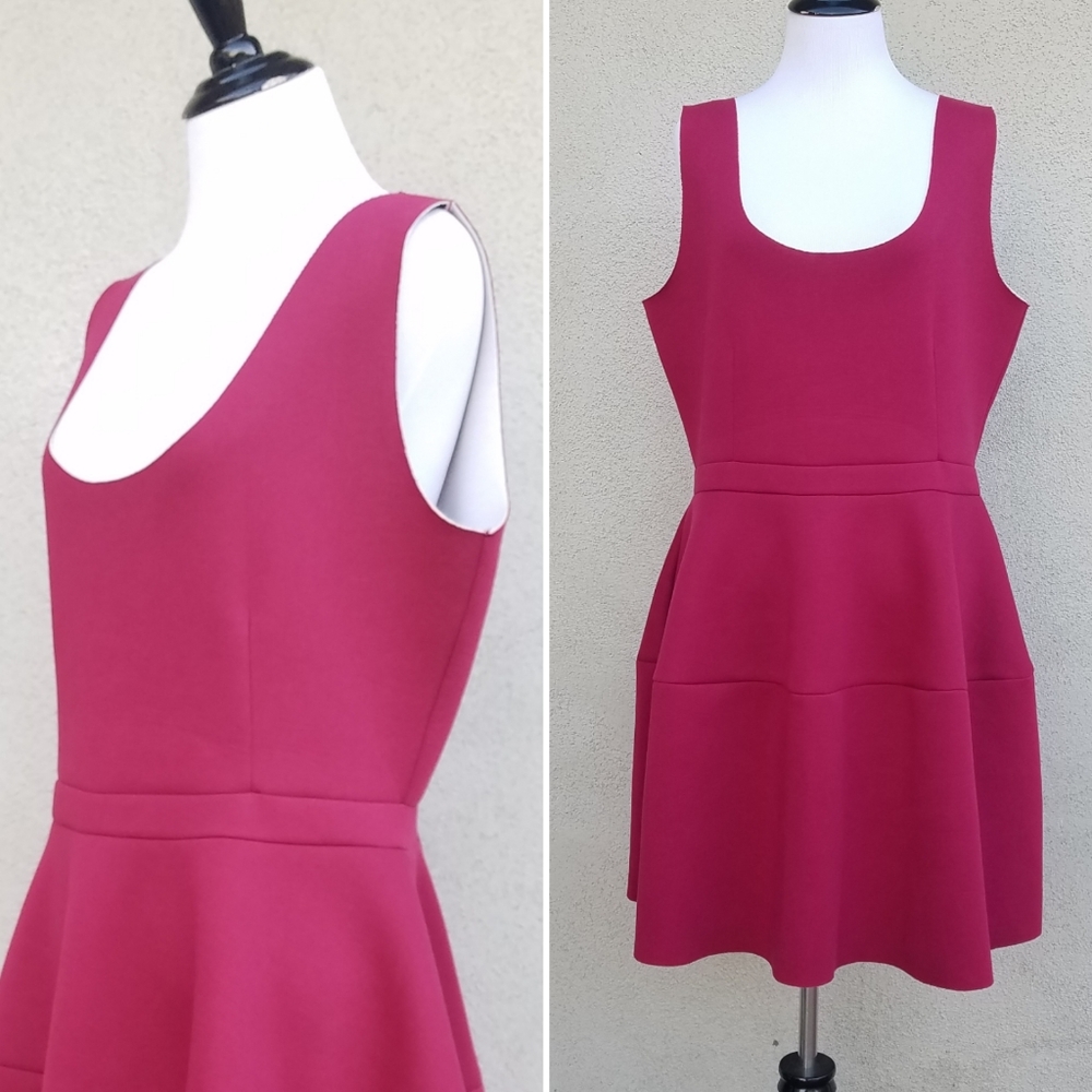 Asos Plus Size Fuschia Fit And Flare Scuba Dress